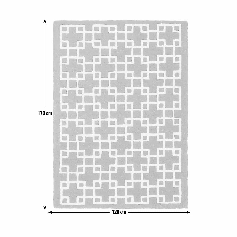 Habitat Luxe Chain Green Wool Cut Pile Rug - 120x170cm