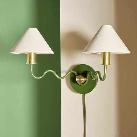Habitat Wiggle Metal 2 Light Wall Light - Green & Natural