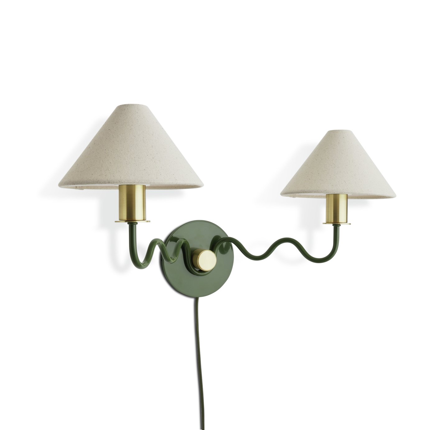Habitat Wiggle Metal 2 Light Wall Light - Green & Natural