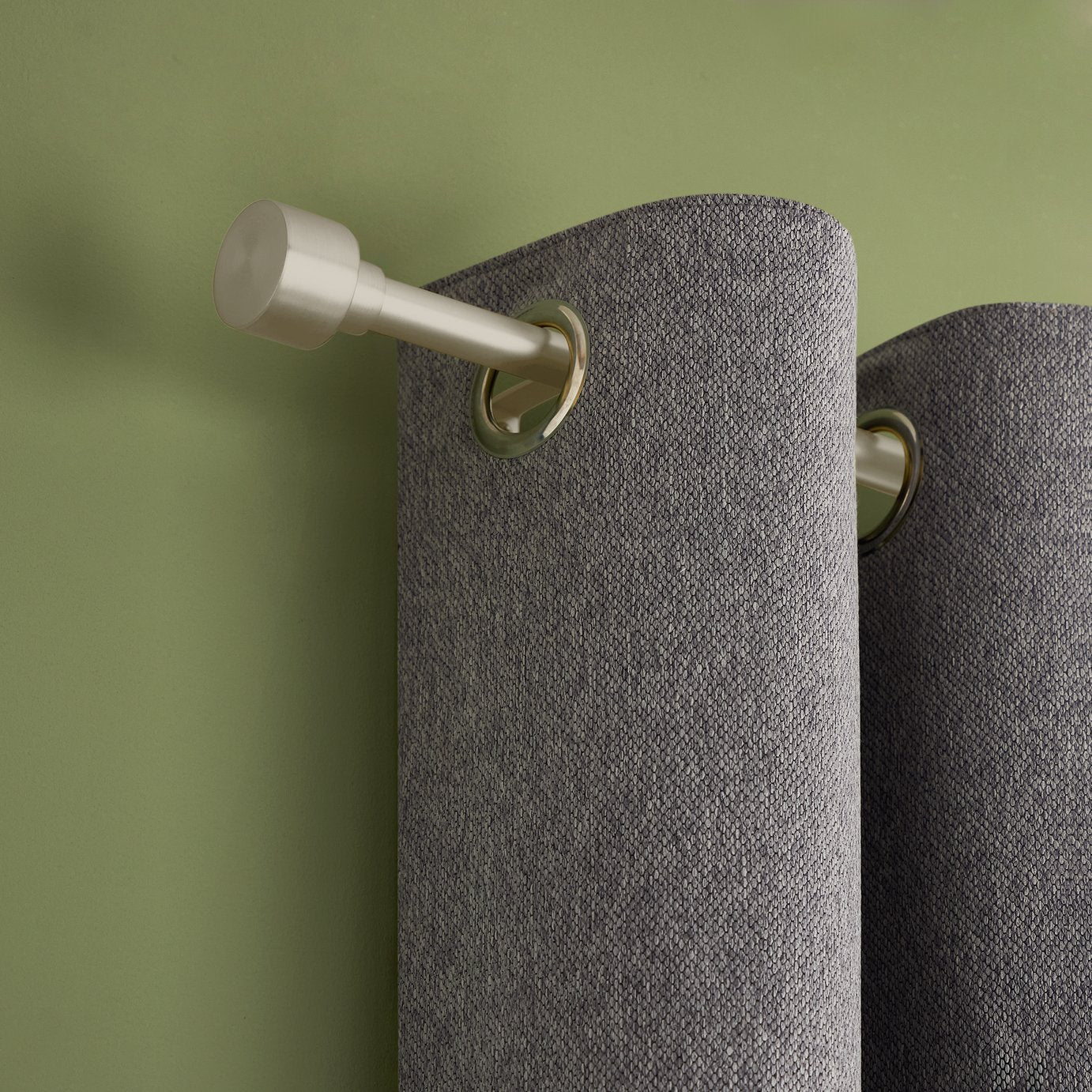 Argos Home Extendable Metal Stud Matte Nickel Curtain Pole - 120 - 210cm