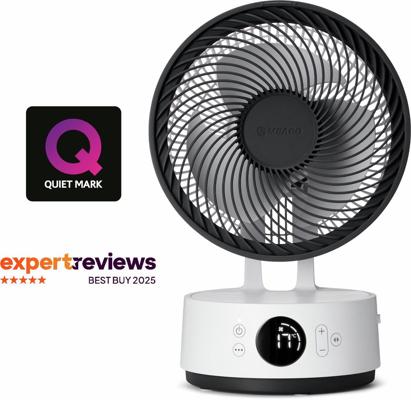 Meaco Sefte Rechargeable White Desk Fan - 8 Inch