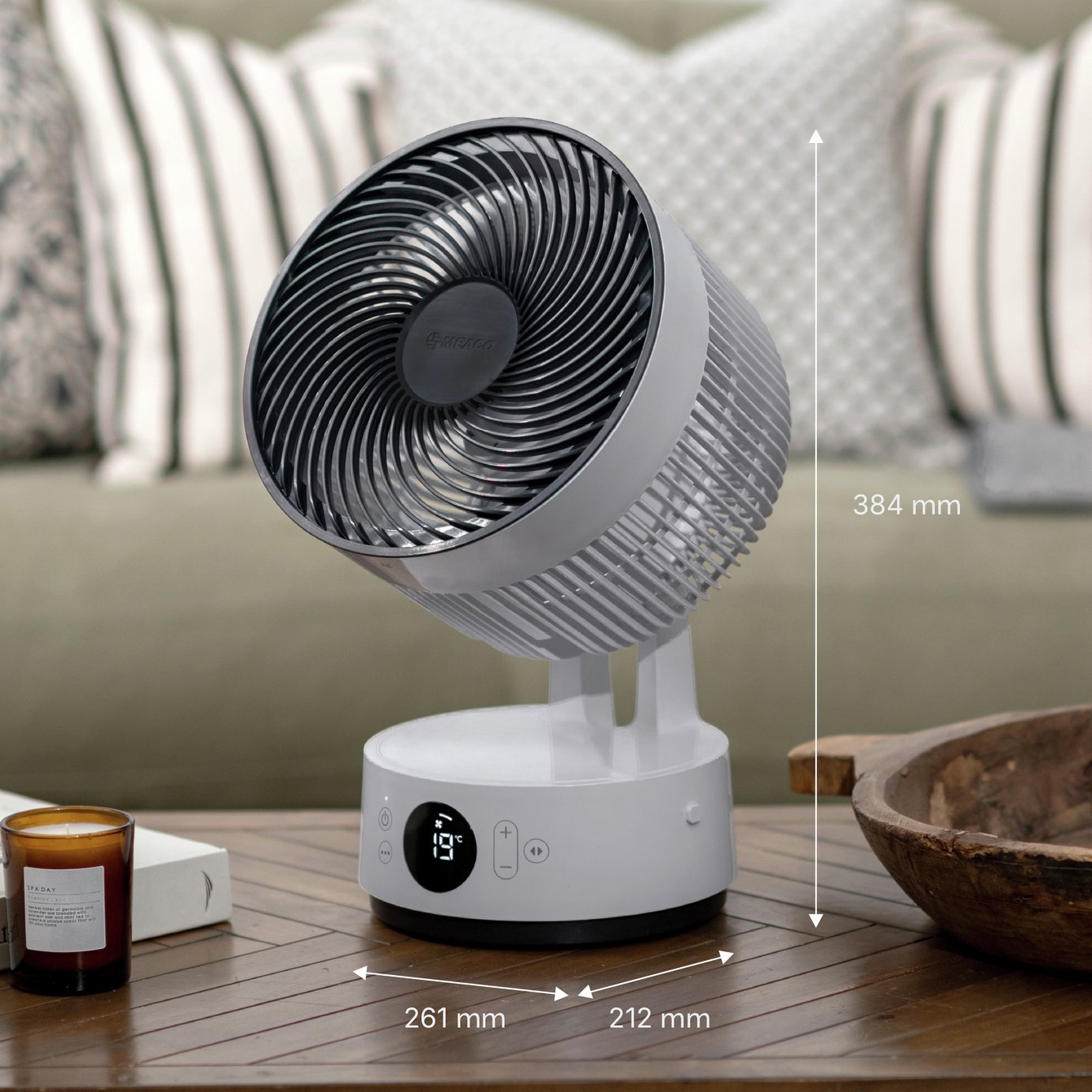 Meaco Sefte Rechargeable White Desk Fan - 8 Inch
