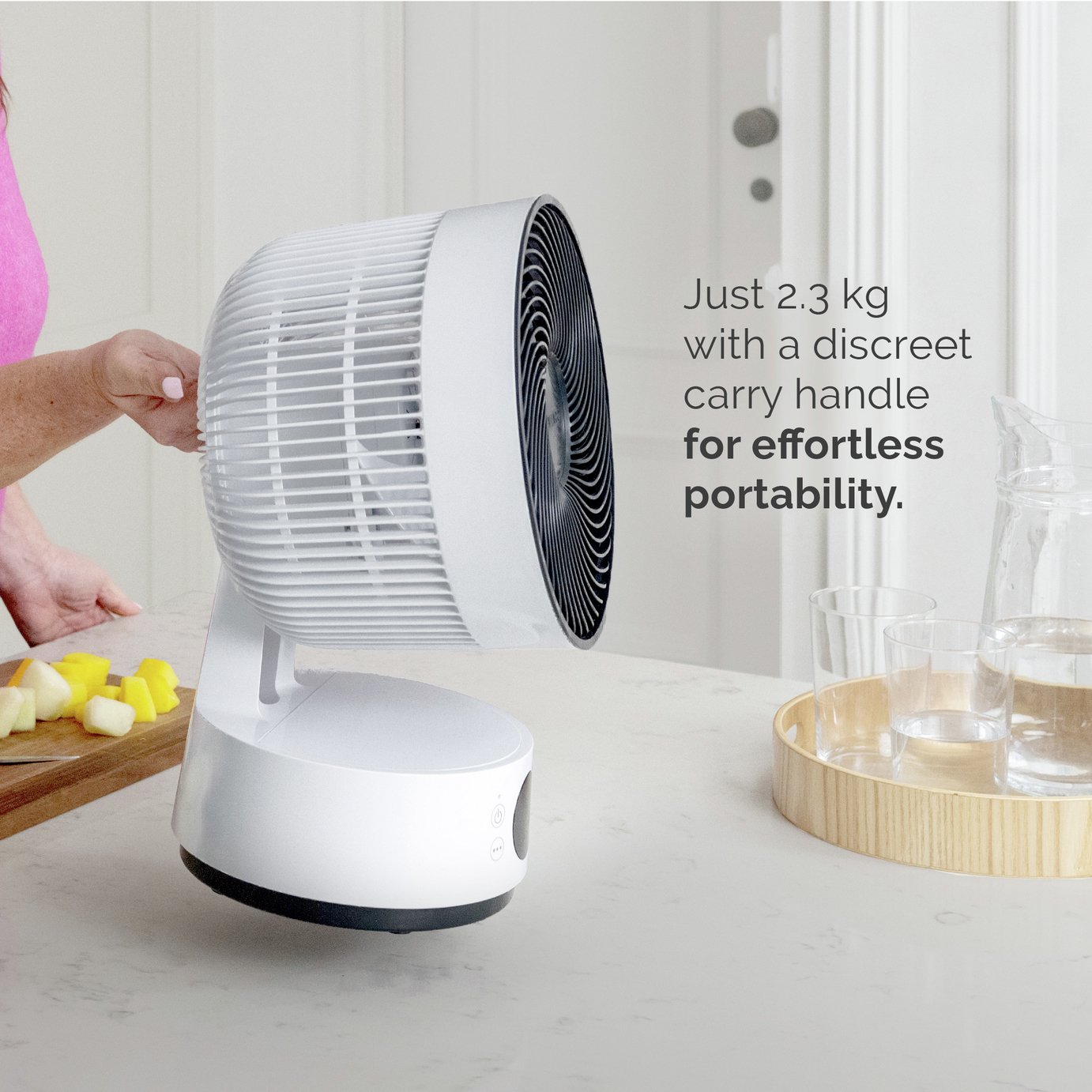 Meaco Sefte Rechargeable White Desk Fan - 8 Inch