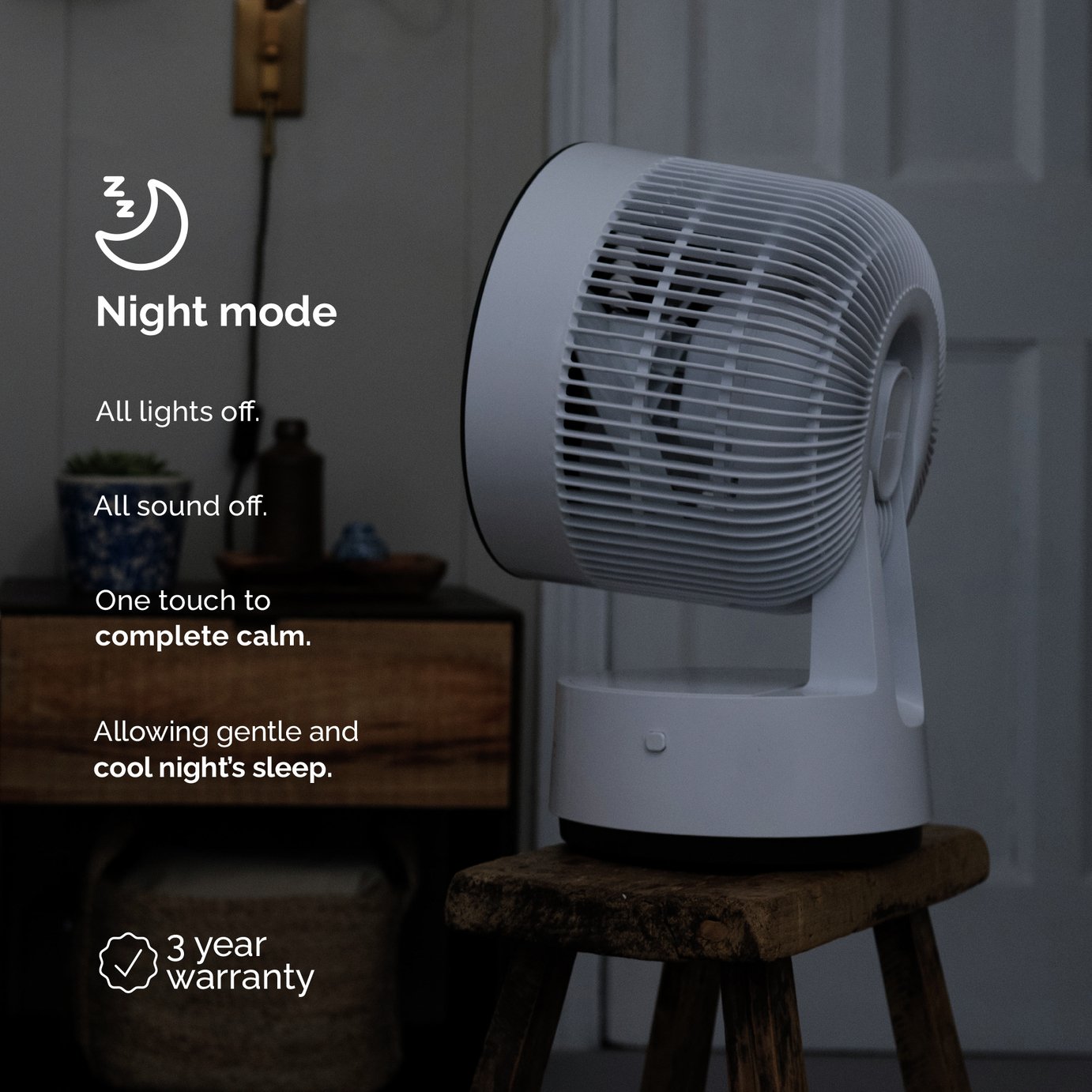 Meaco Sefte Rechargeable White Desk Fan - 8 Inch