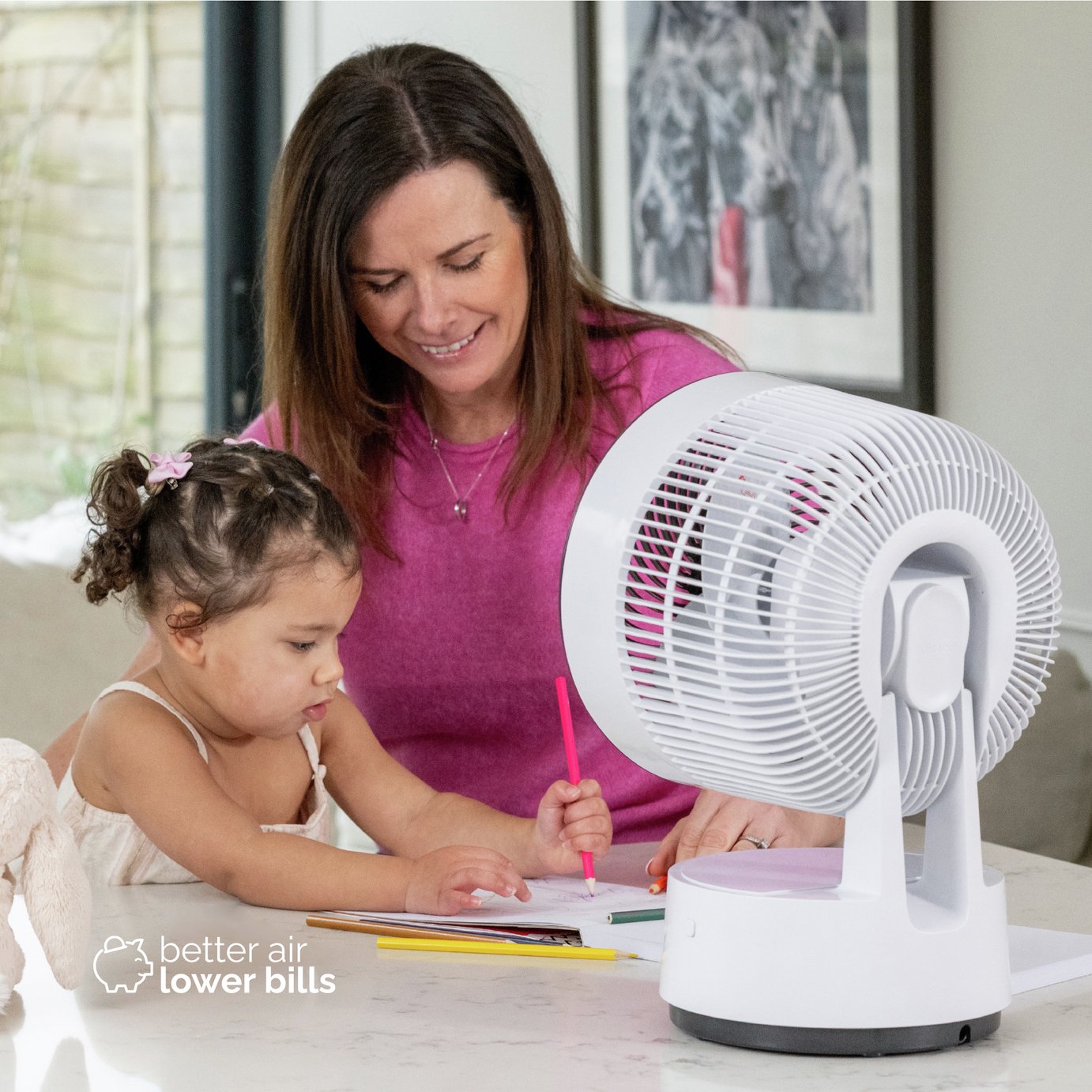 Meaco Sefte Rechargeable White Desk Fan - 8 Inch
