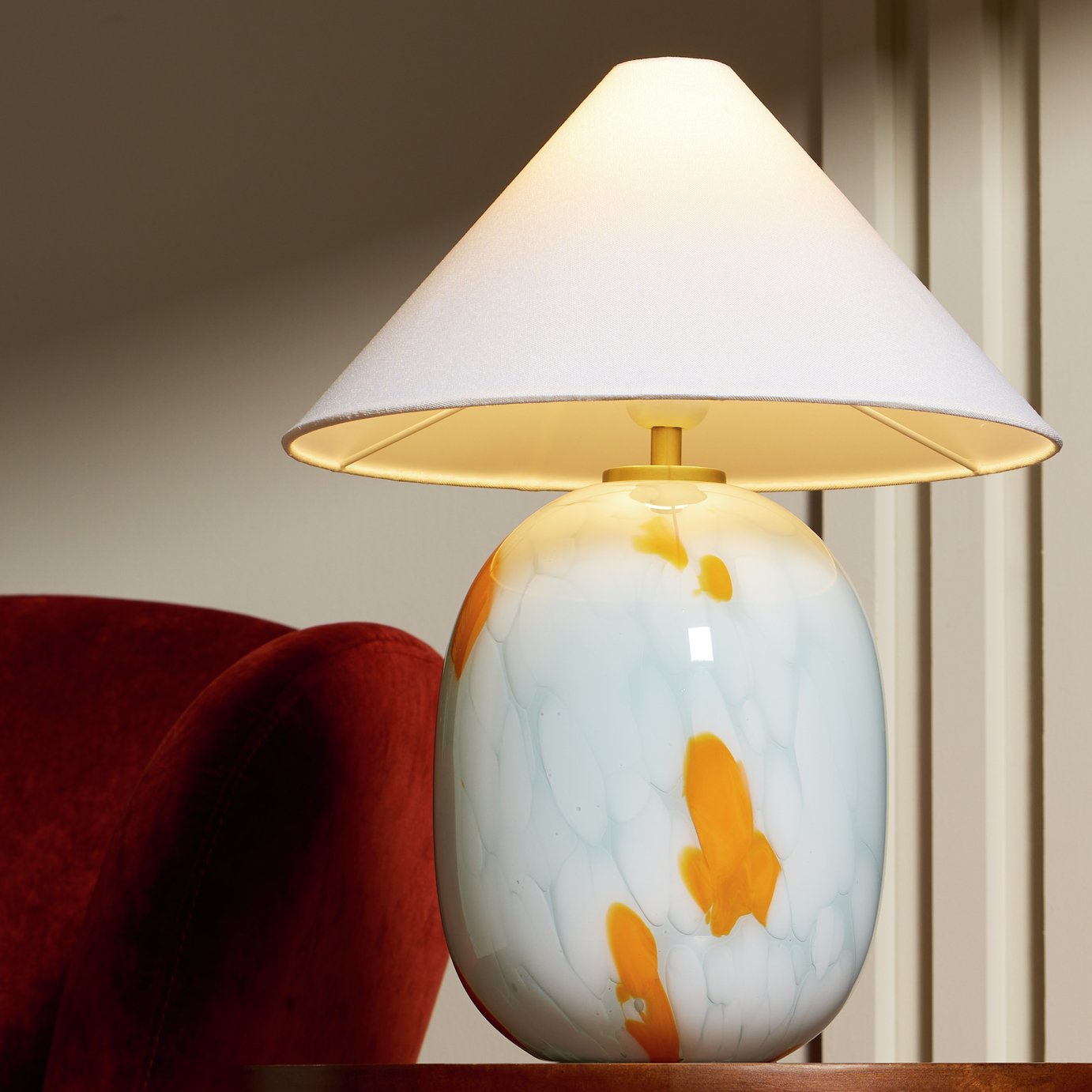 Habitat Rae Confetti Glass Table Lamp - Blue & White