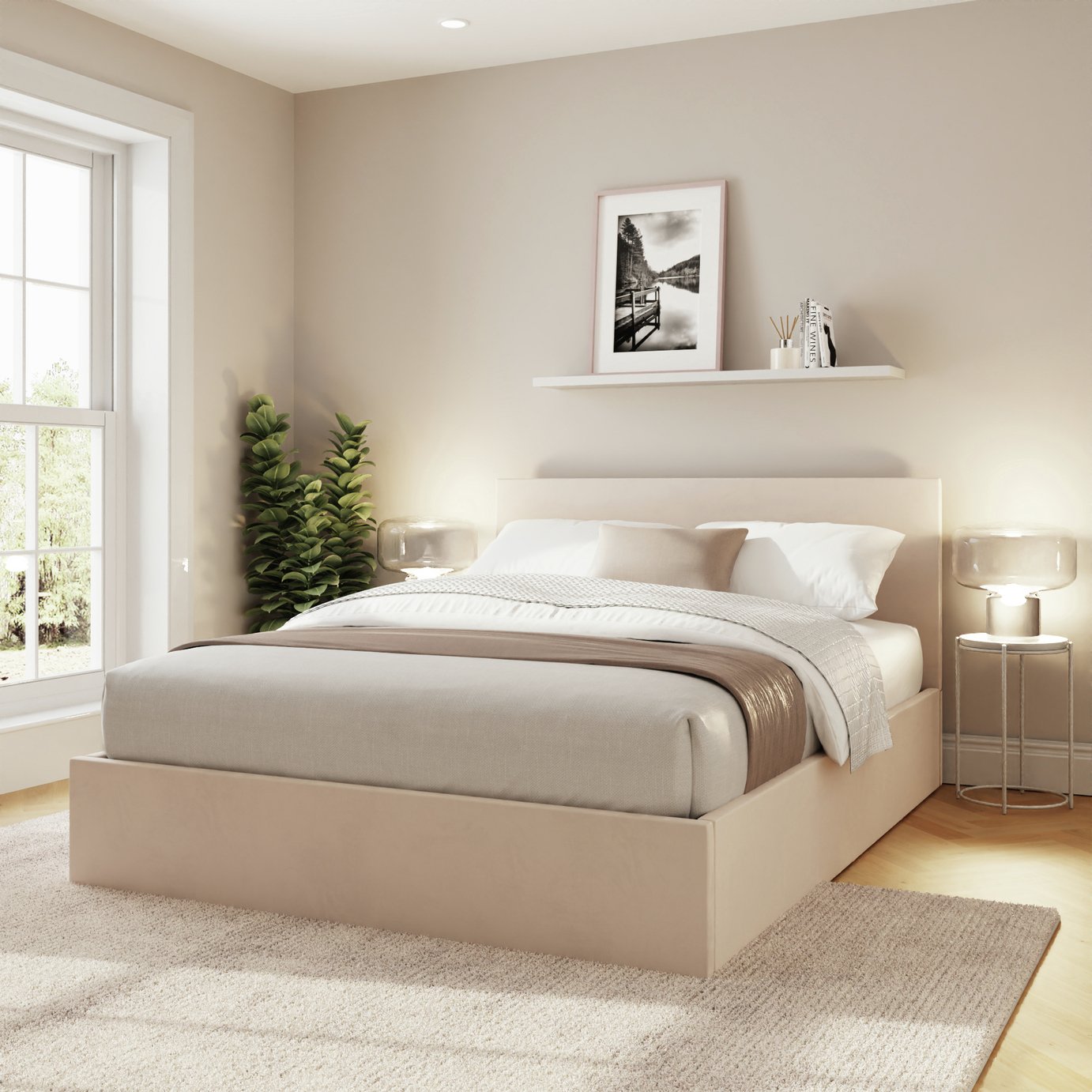 GFW End Lift Small Double Ottoman Bed & Mattress - Natural