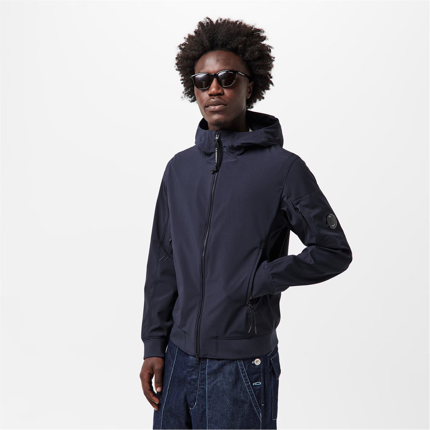 CP COMPANY Men's Lens Windproof Hooded Long Sleeve Softshell Jacket