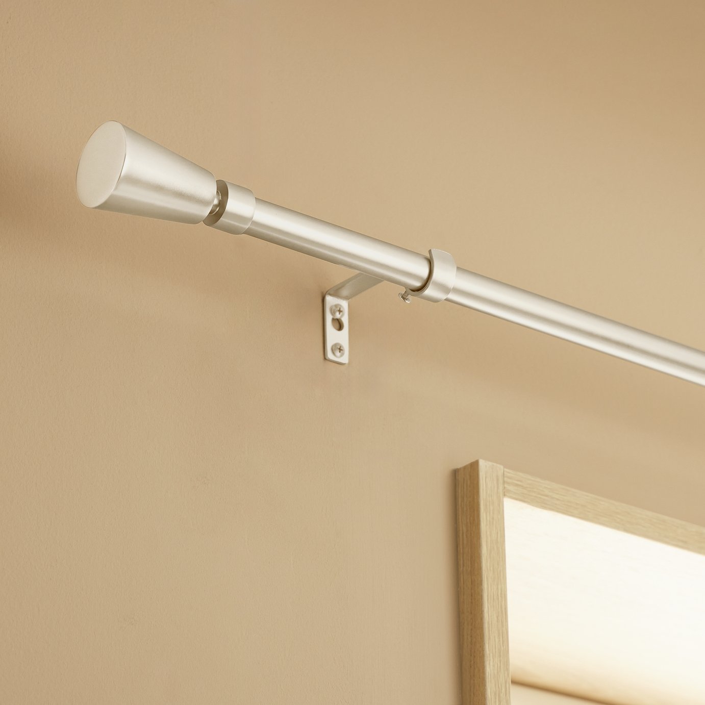 Argos Home Extendable Metal Trumpet Matte Nickel Curtain Pole - 165 - 300cm
