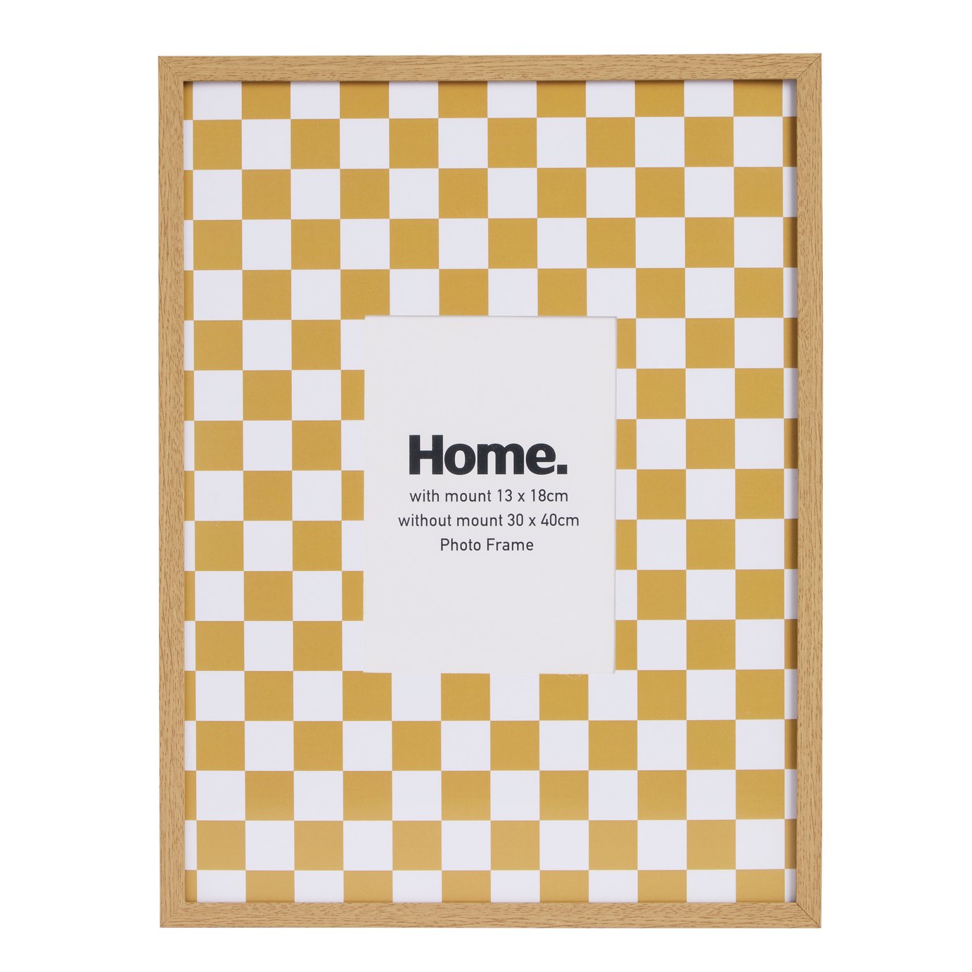 Argos Home Oversized Checkerboard Mustard Wooden Picture Frame - 5x7"