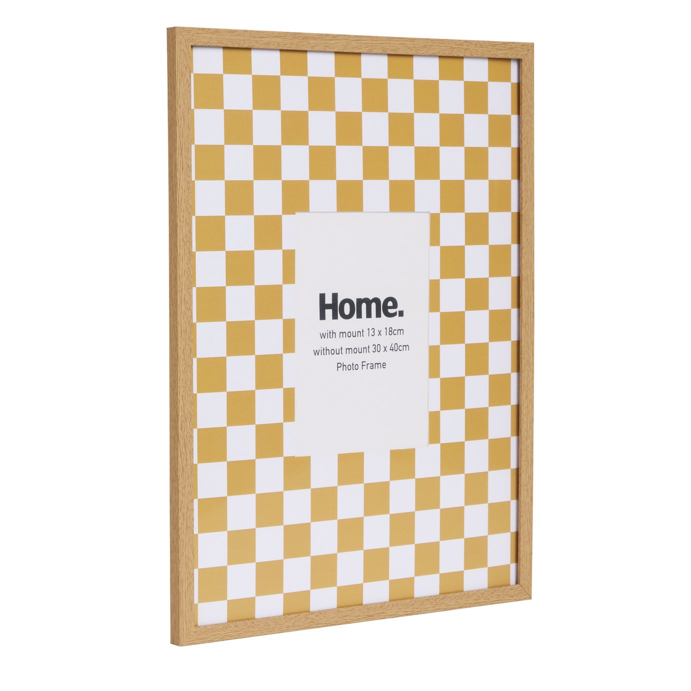 Argos Home Oversized Checkerboard Mustard Wooden Picture Frame - 5x7"
