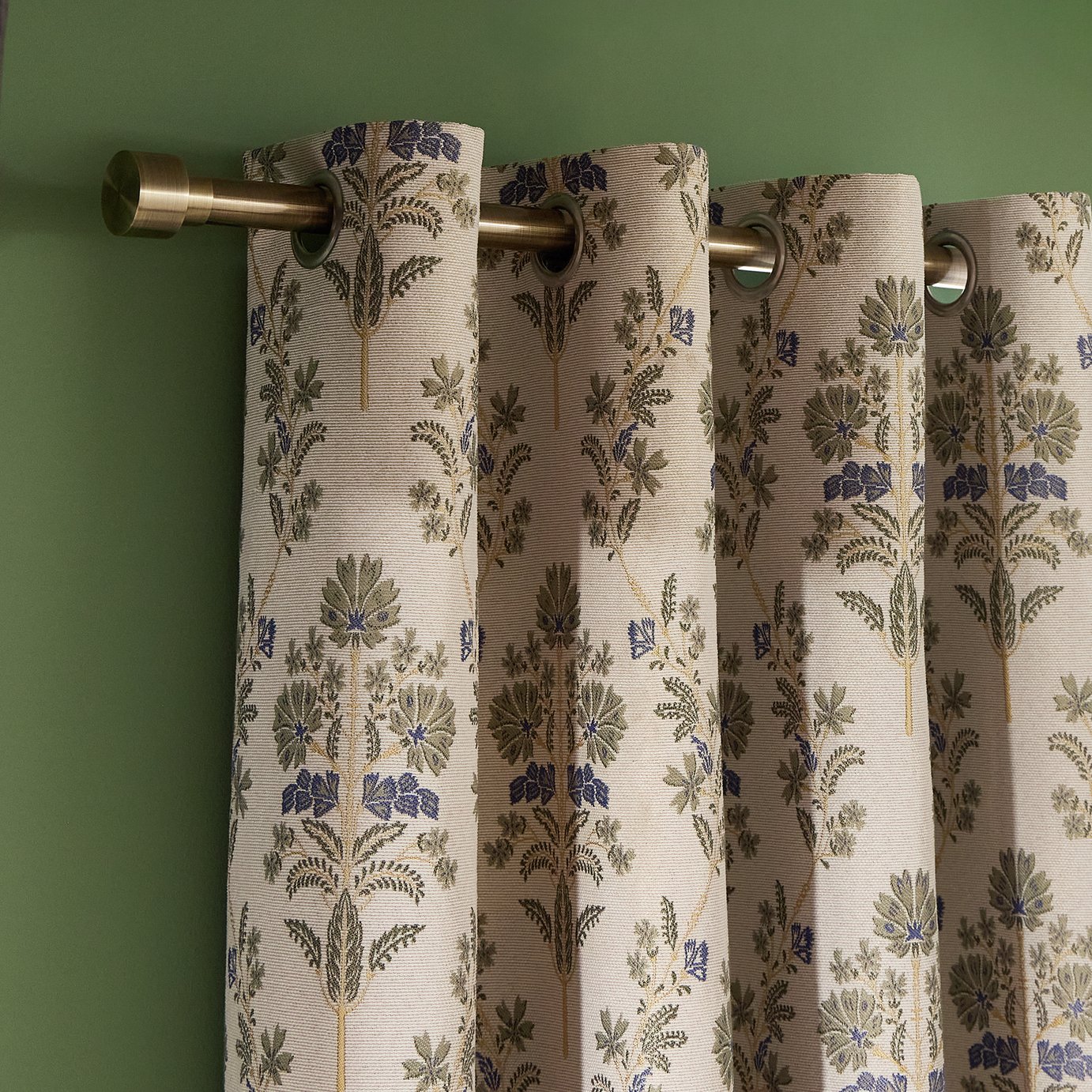 Habitat Blackout Jacquard Eyelet Curtains-Natural- 117x137cm