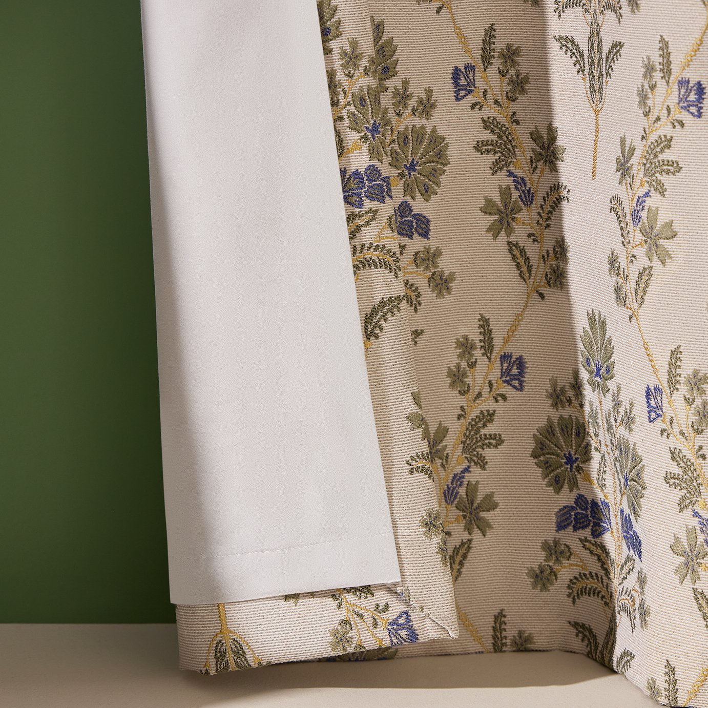 Habitat Blackout Jacquard Eyelet Curtains-Natural- 117x137cm