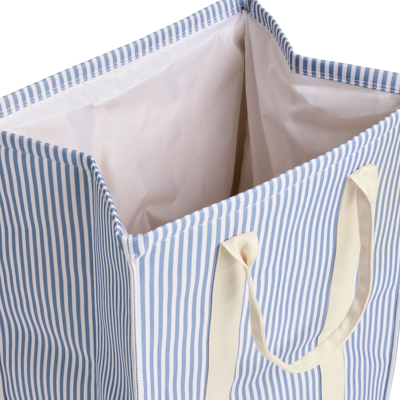 Argos Home 70L Collapsible Coastal Stripe Laundry Bag with Handles-Blue & White