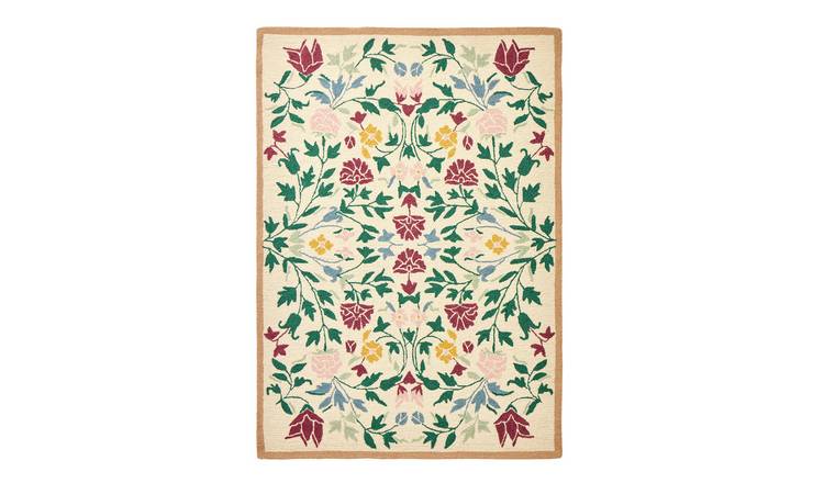 Argos Home Country Floral Cream Wool Cut Pile Rug- 120x170cm