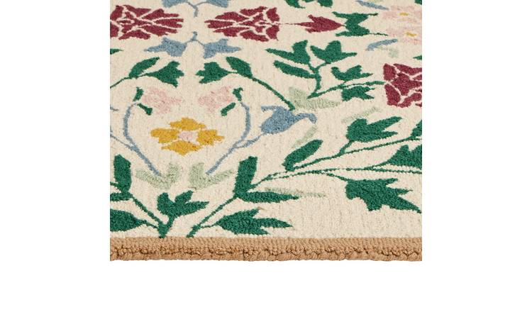 Argos Home Country Floral Cream Wool Cut Pile Rug- 120x170cm