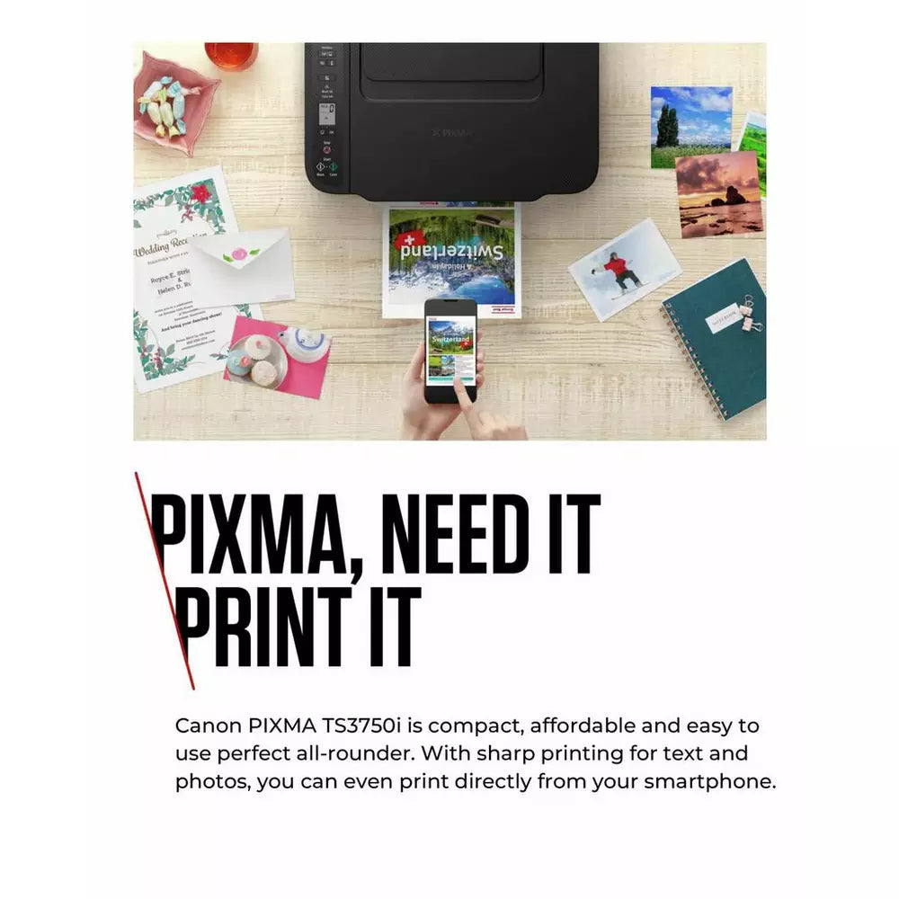 Canon PIXMA TS3750i Wireless Inkjet Printer- Black
