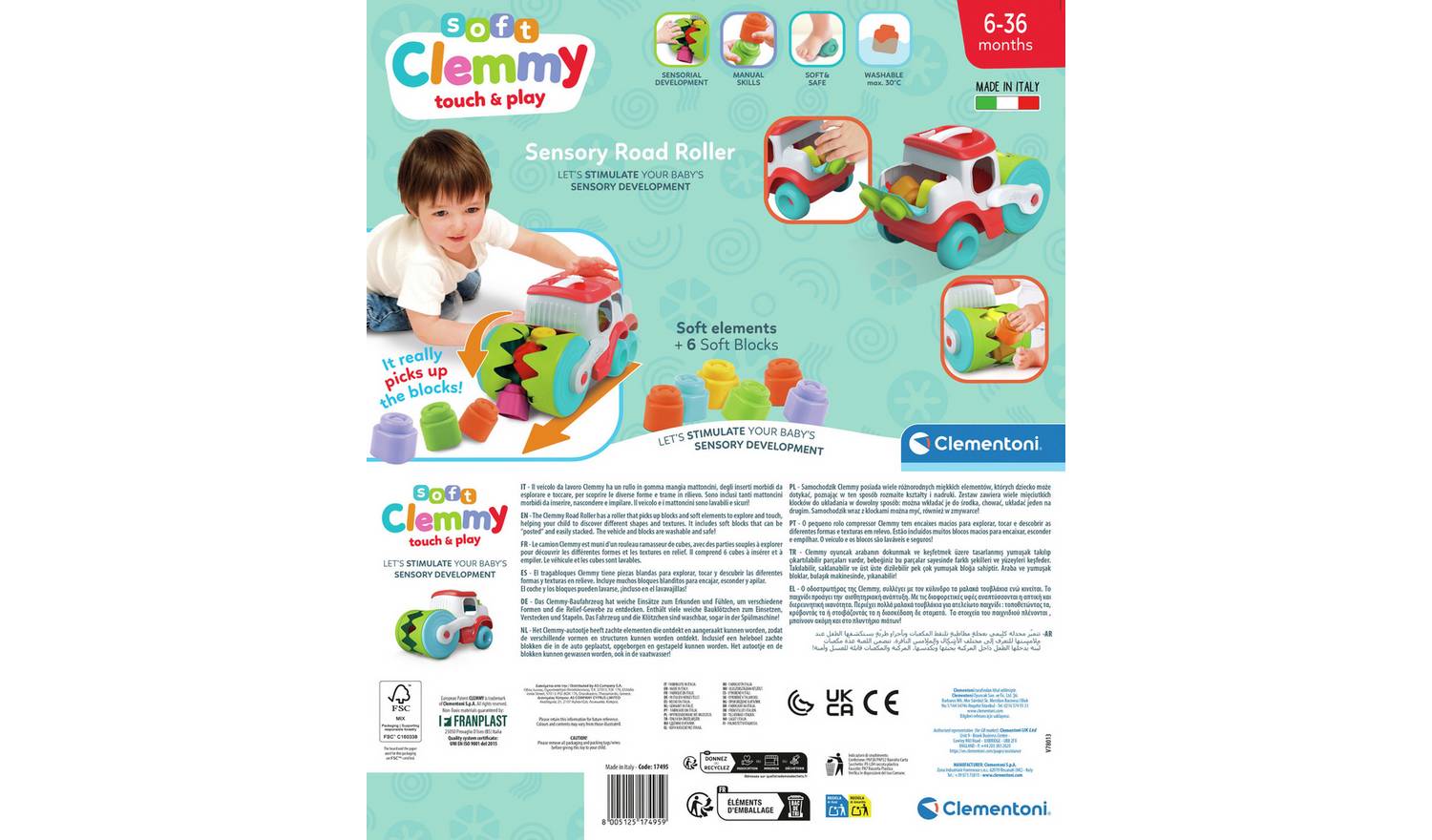 Clementoni Soft Clemmy Sensory Road Roller Toy