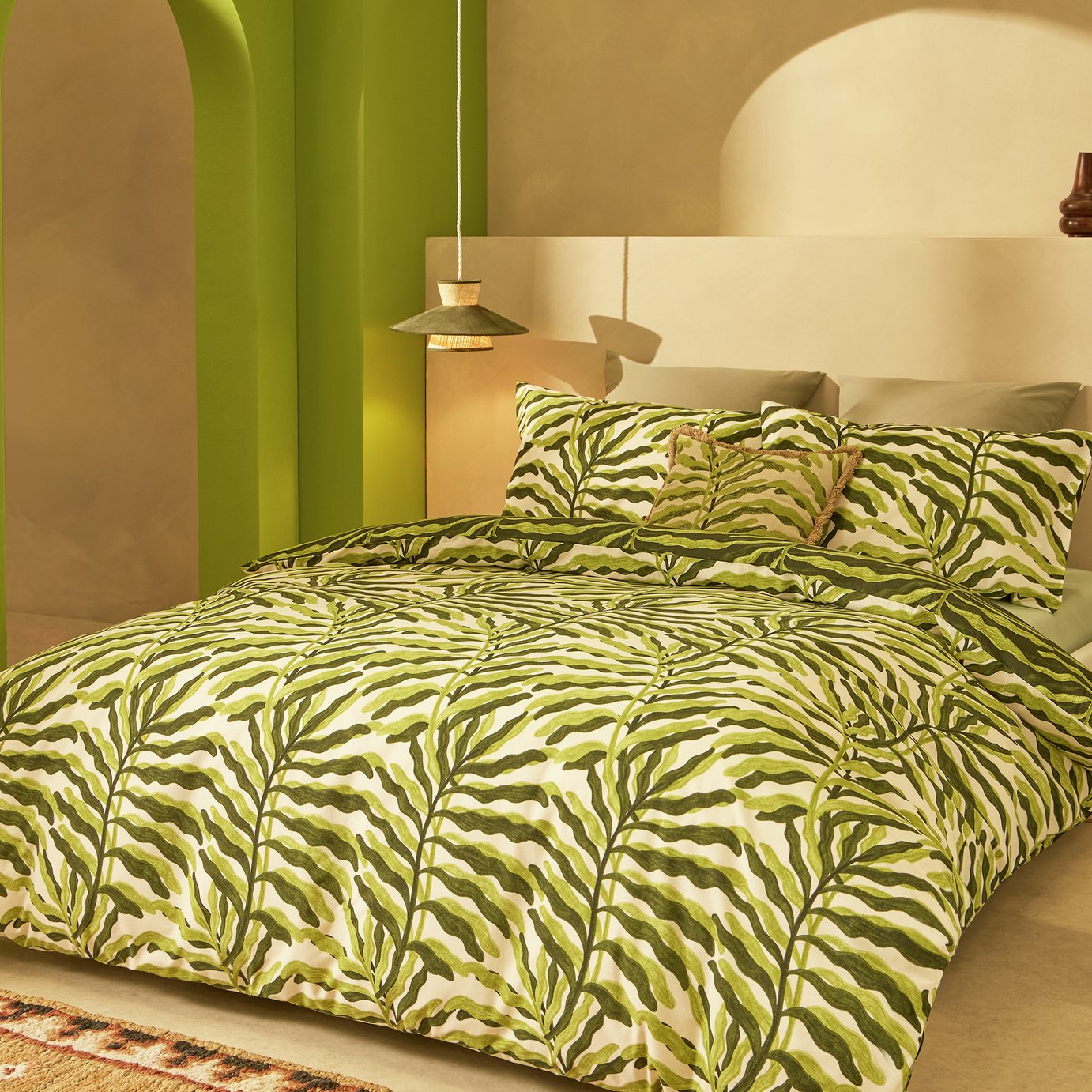 Habitat Leaf Printed Green Bedding Set - Single