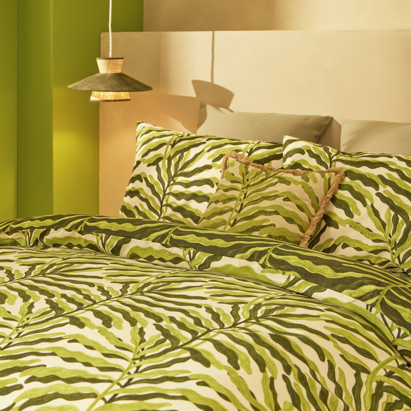 Habitat Leaf Printed Green Bedding Set - Single