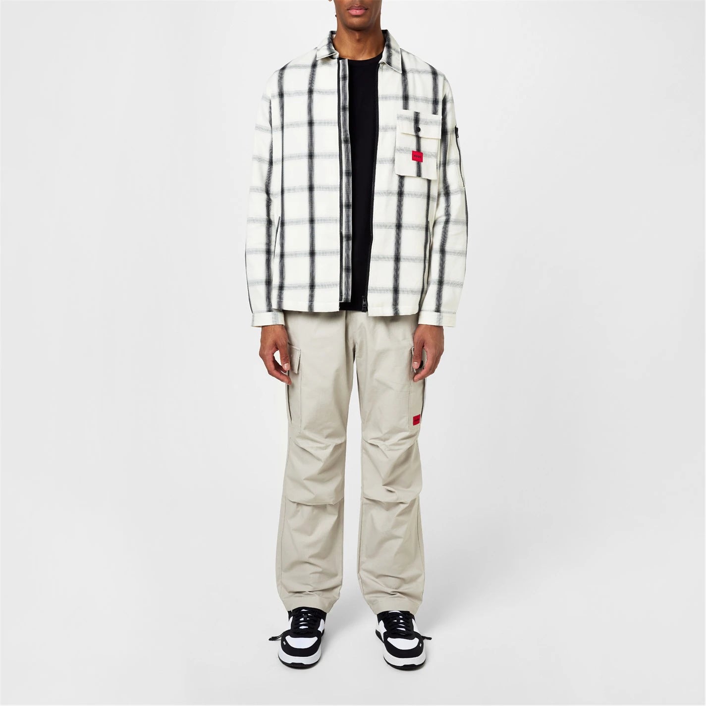 Men's Emmond Red Cotton Long Sleeve Zip Overshirt