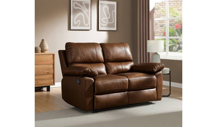 Argos Home Toby Faux Leather 2 Seater Recliner Sofa - Tan