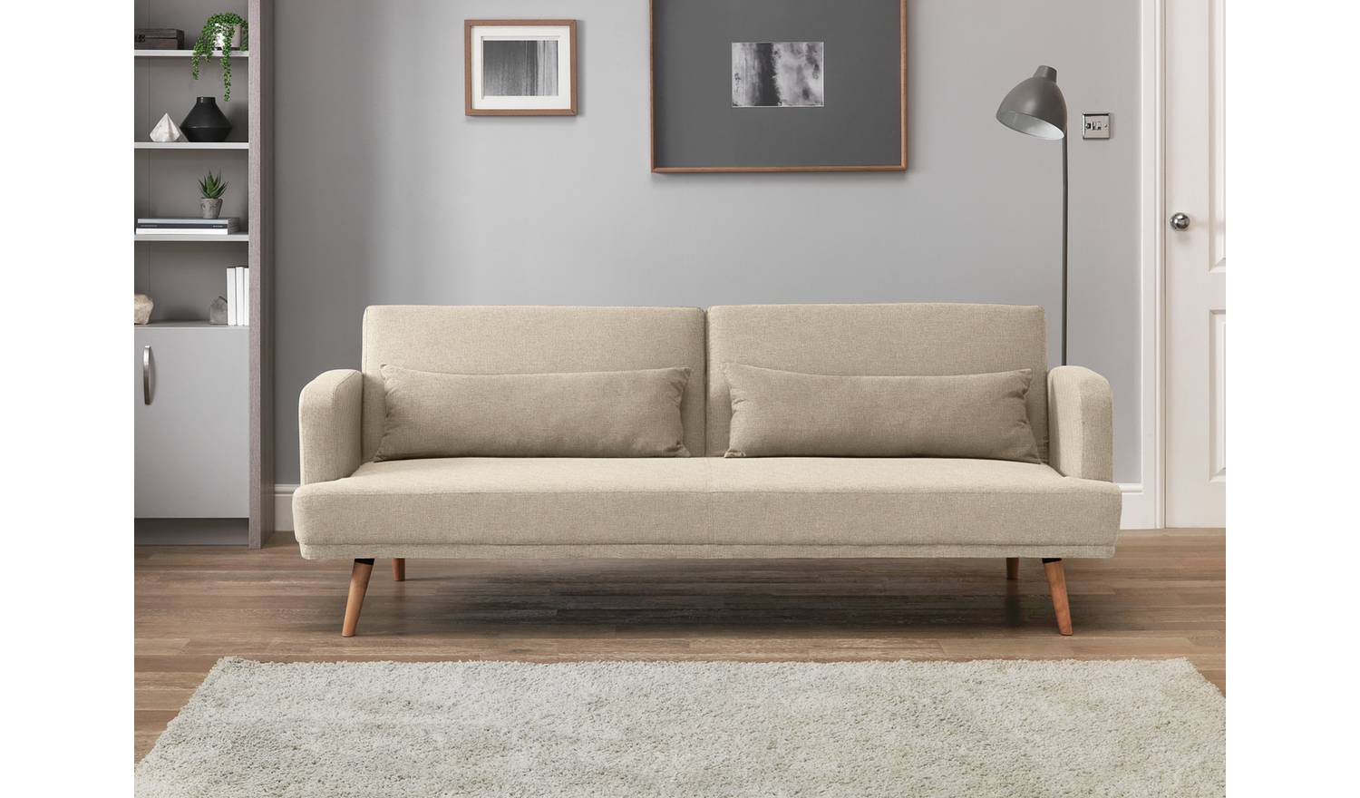 Argos Home Andy Fabric 3 Seater Clic Clac Sofa Bed - Natural