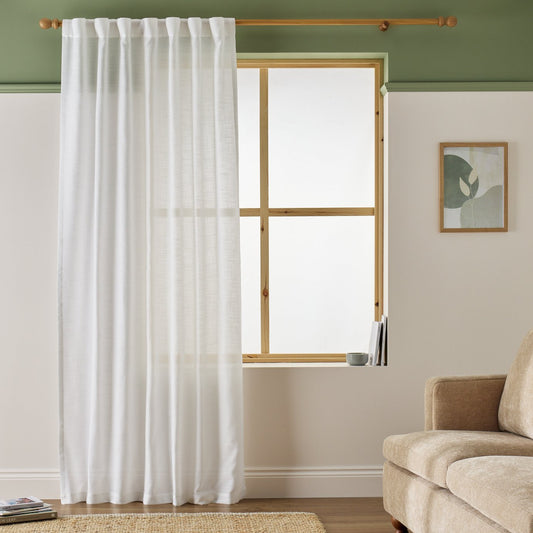 Argos Home Linen Slot Top Voile Curtain - White - 140x183cm
