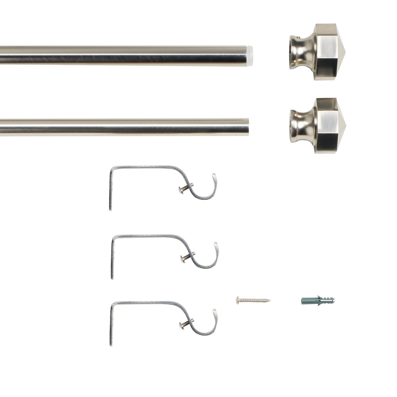 Argos Home Extendable Metal Octagon Satin Nickel Curtain Pole - 165 -300cm