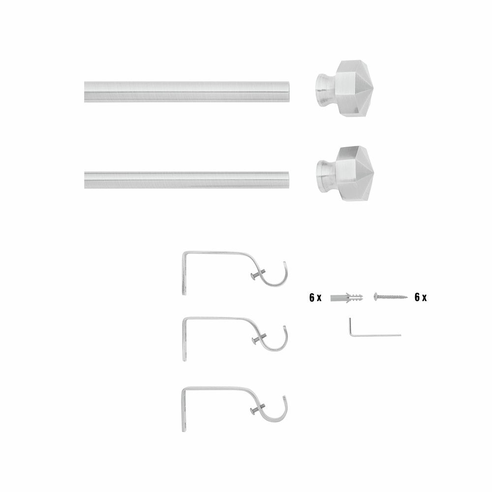 Argos Home Extendable Metal Octagon Satin Nickel Curtain Pole - 165 -300cm