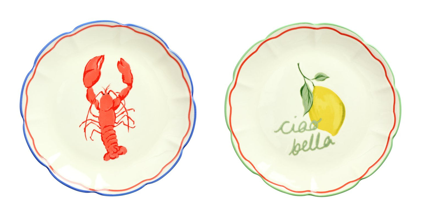 Argos Home Med Coastal 2 Piece Stoneware Side Plates - Cream