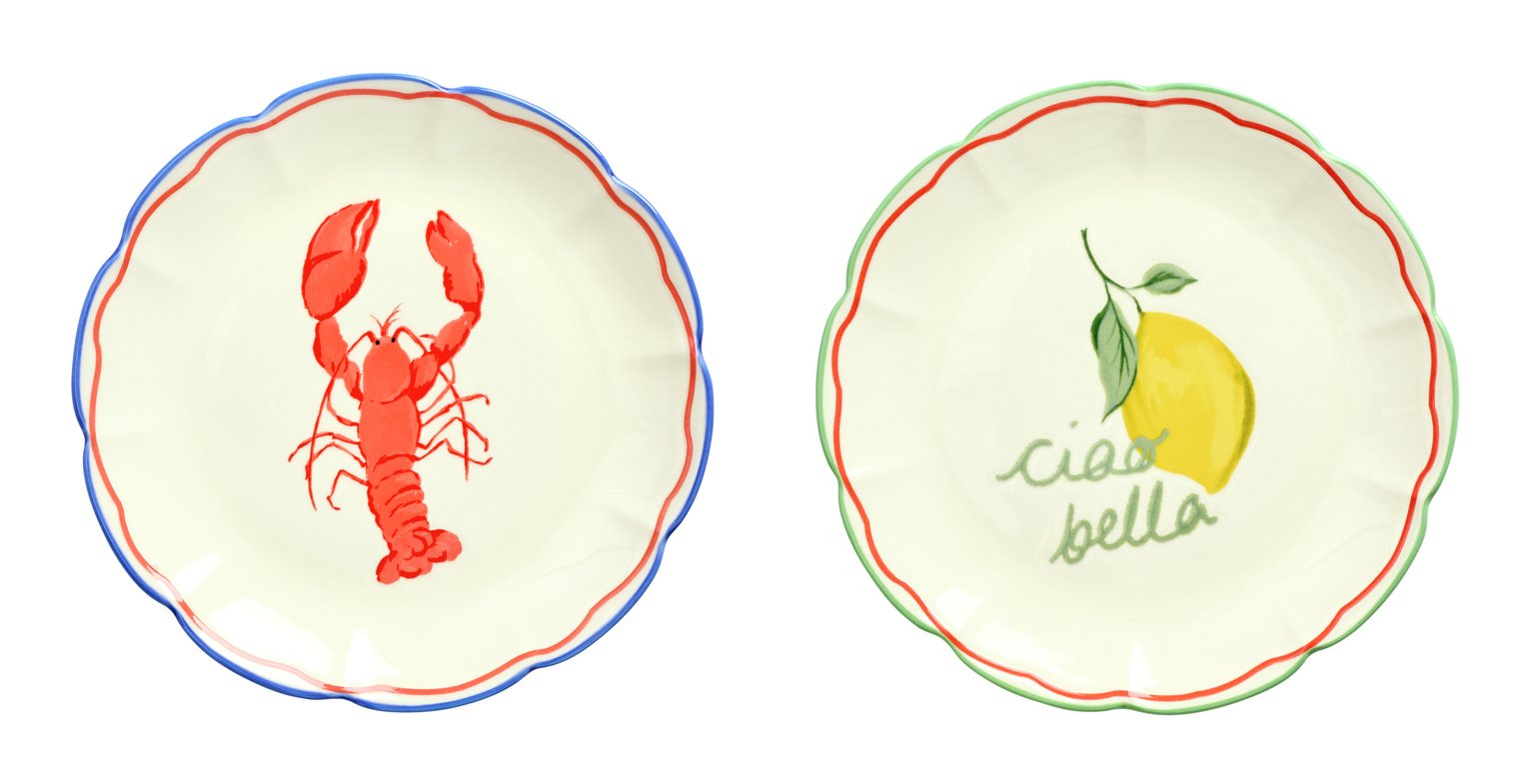 Argos Home Med Coastal 2 Piece Stoneware Side Plates - Cream