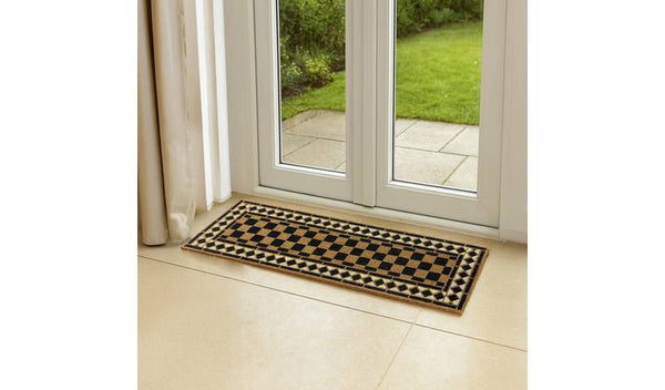 Mighty Mats Chequerboard Black Patio Doormat - 40x120cm