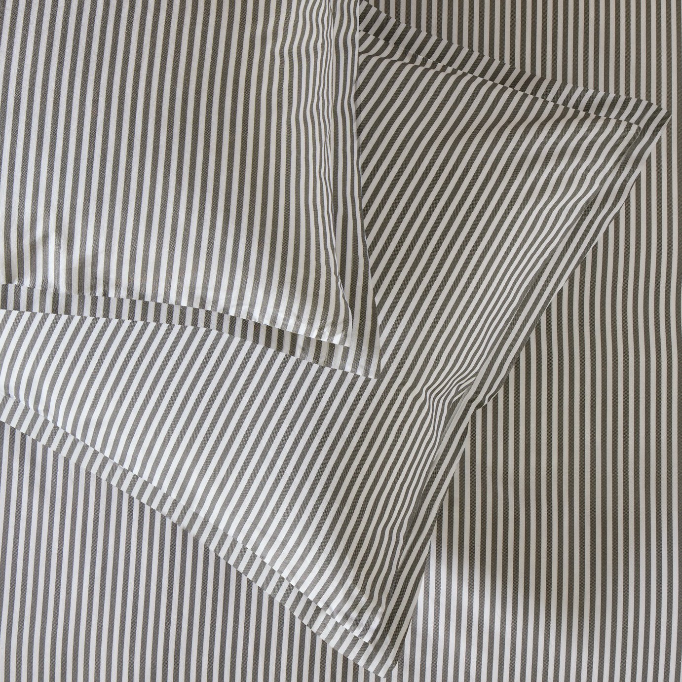 Habitat Cotton Oxford Edge Stripe Grey Bedding Set - Single