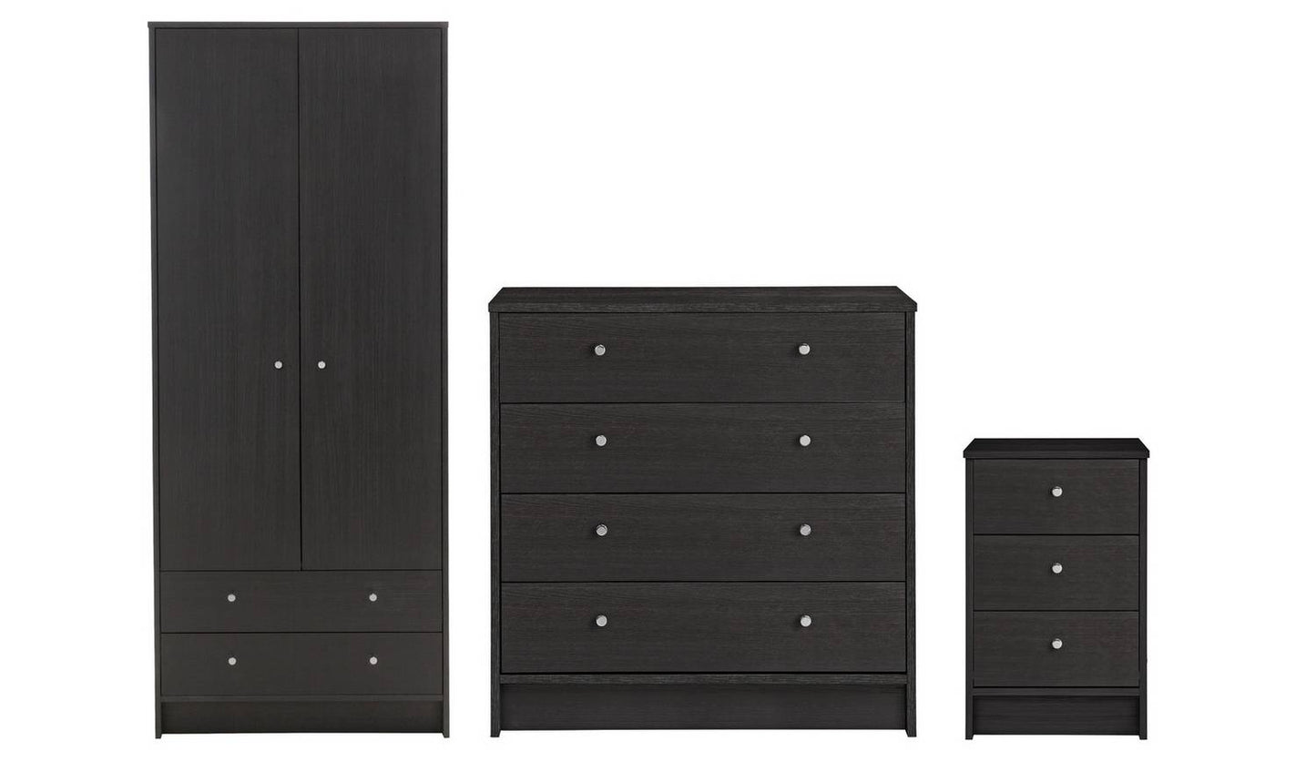 Argos Home Malibu 3 Piece 2 Door Wardrobe Set - Black