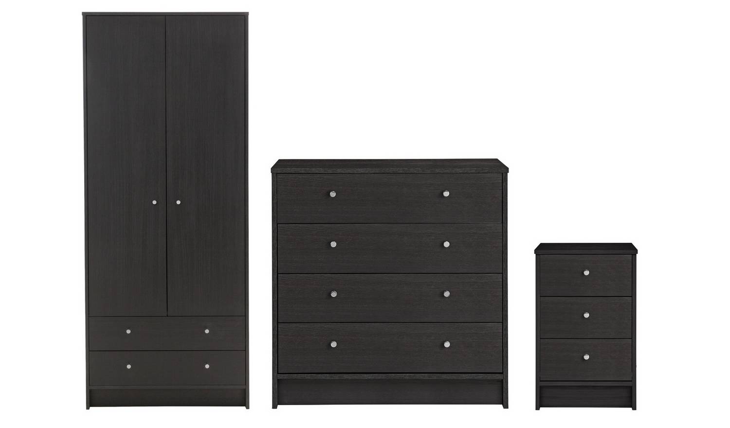Argos Home Malibu 3 Piece 2 Door Wardrobe Set - Black