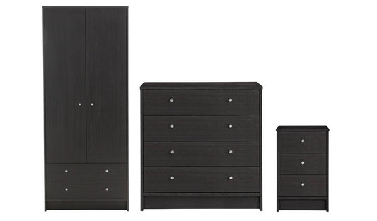 Argos Home Malibu 3 Piece 2 Door Wardrobe Set - Black