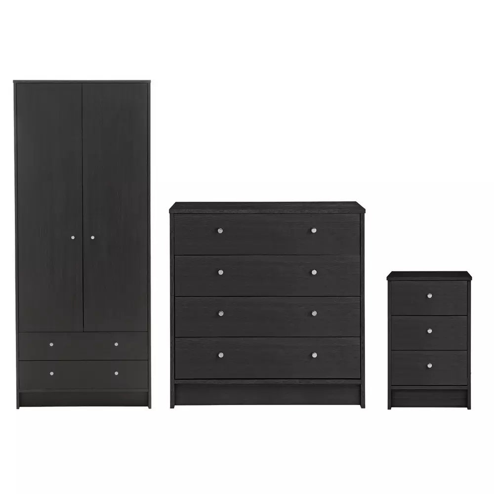 Argos Home Malibu 3 Piece 2 Door Wardrobe Set - Black