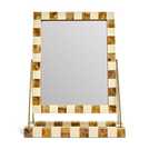 Habitat Checkered Brown & Cream Resin Dressing Table Mirror - 41x33cm
