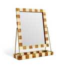 Habitat Checkered Brown & Cream Resin Dressing Table Mirror - 41x33cm