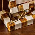 Habitat Checkered Brown & Cream Resin Dressing Table Mirror - 41x33cm