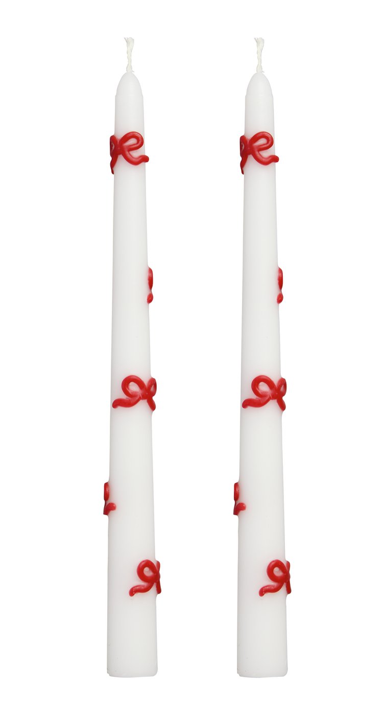 Argos Home Singlewick Bow Dinner Candles - Pack of 2