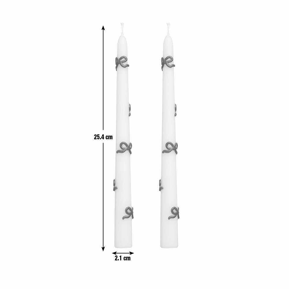 Argos Home Singlewick Bow Dinner Candles - Pack of 2