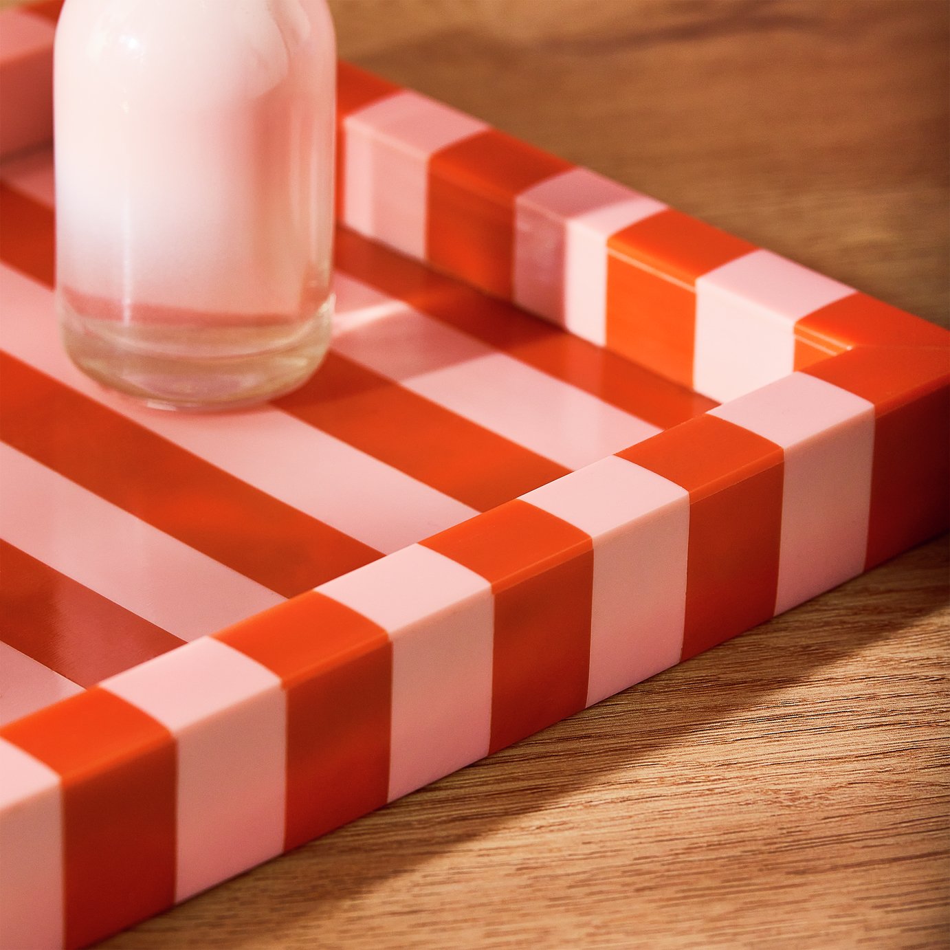 Habitat Brights Stripe Resin Trinket Tray - Pink & Red