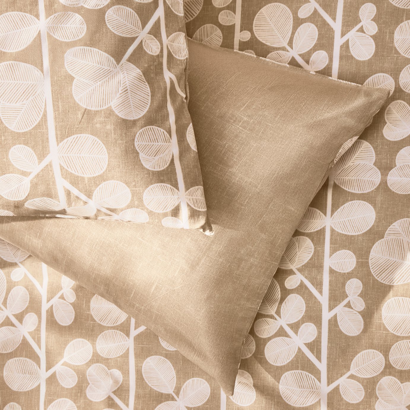 Habitat Cotton Textured Stem Leaf Beige Bedding Set - Single