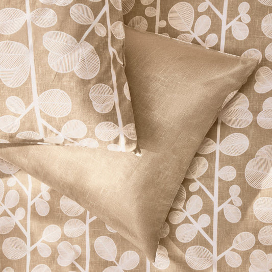 Habitat Cotton Textured Stem Leaf Beige Bedding Set - Single