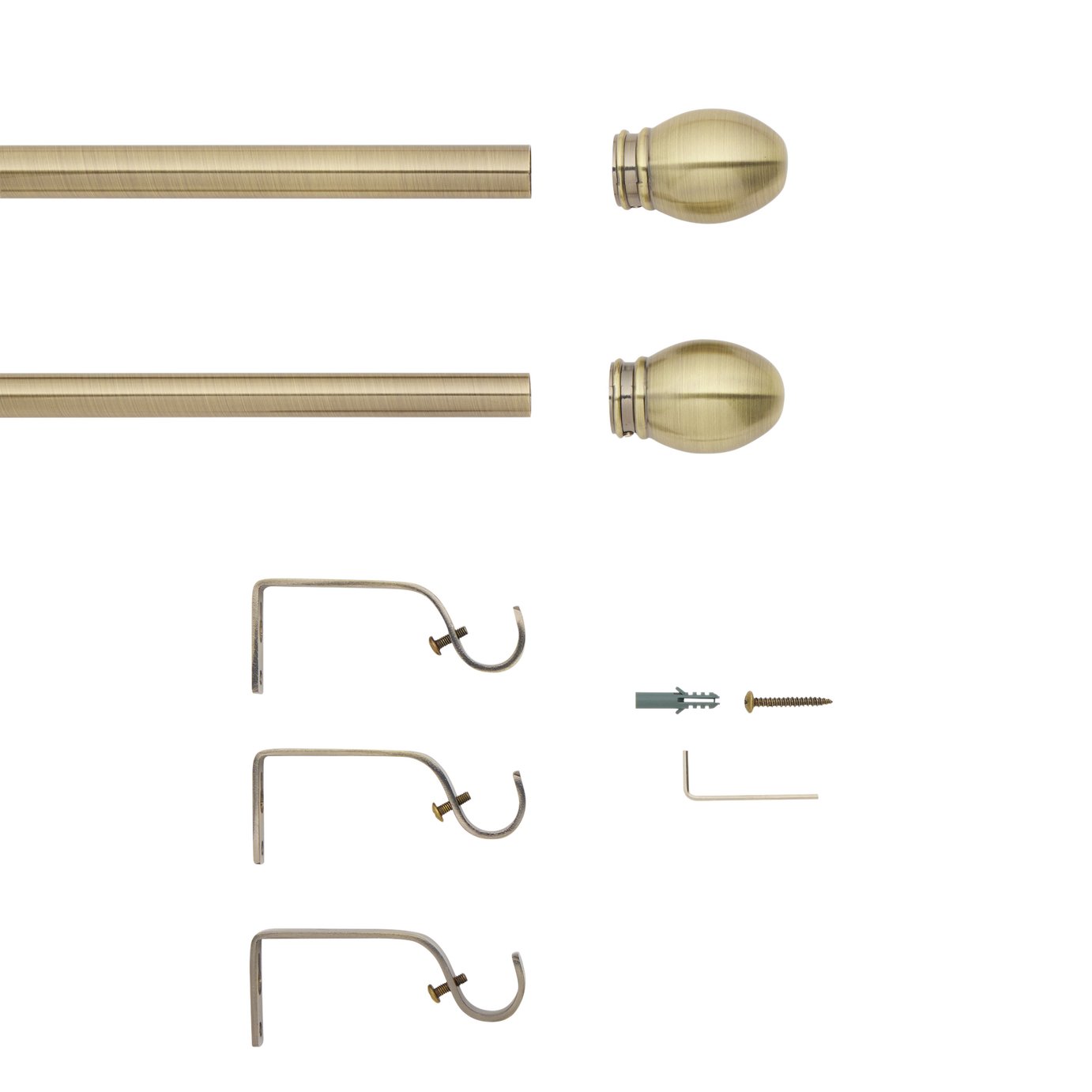 Argos Home Extendable Metal Pommel Brass Curtain Pole - 120 - 210cm