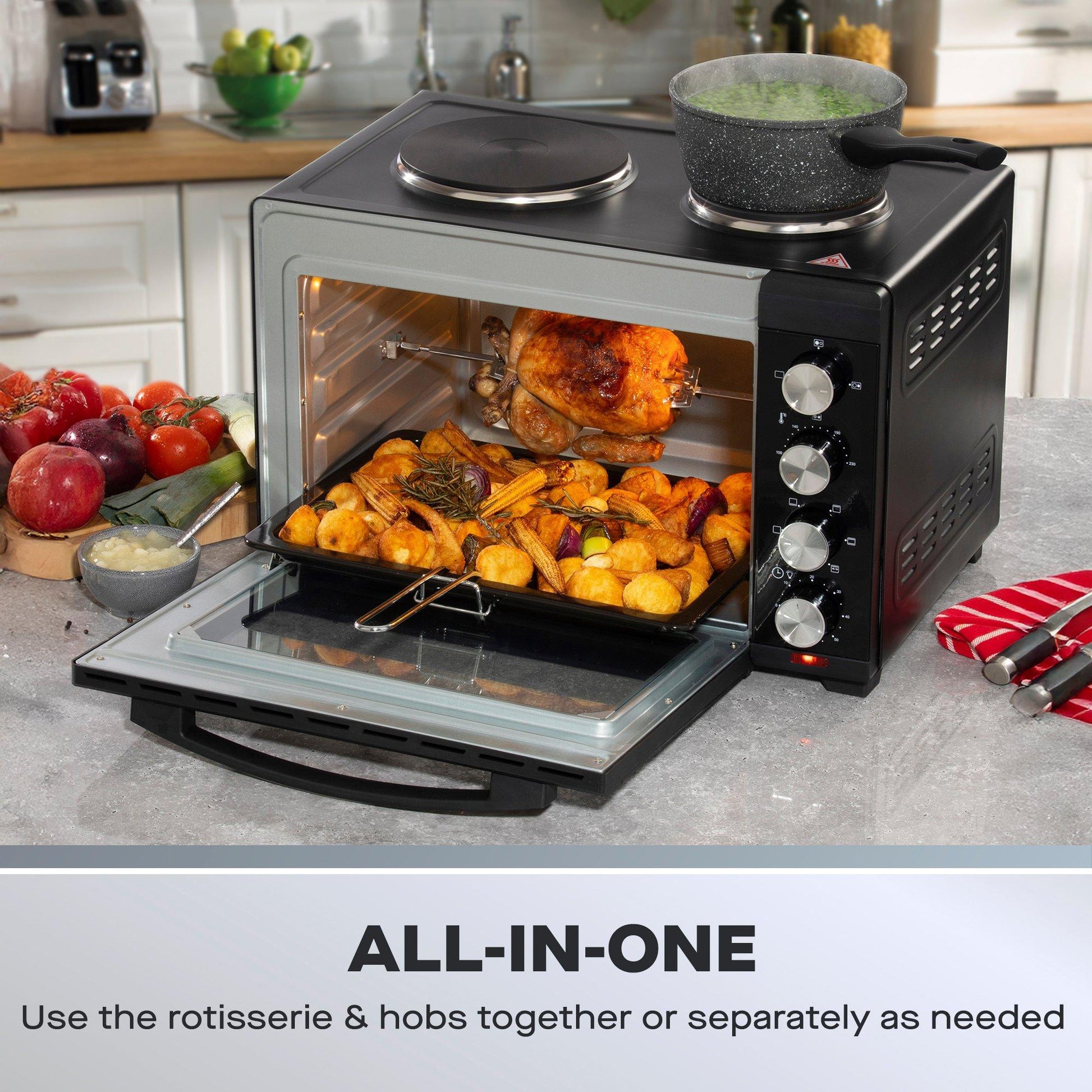 3000W 42L Countertop Oven with Hot Plates & Rotiss