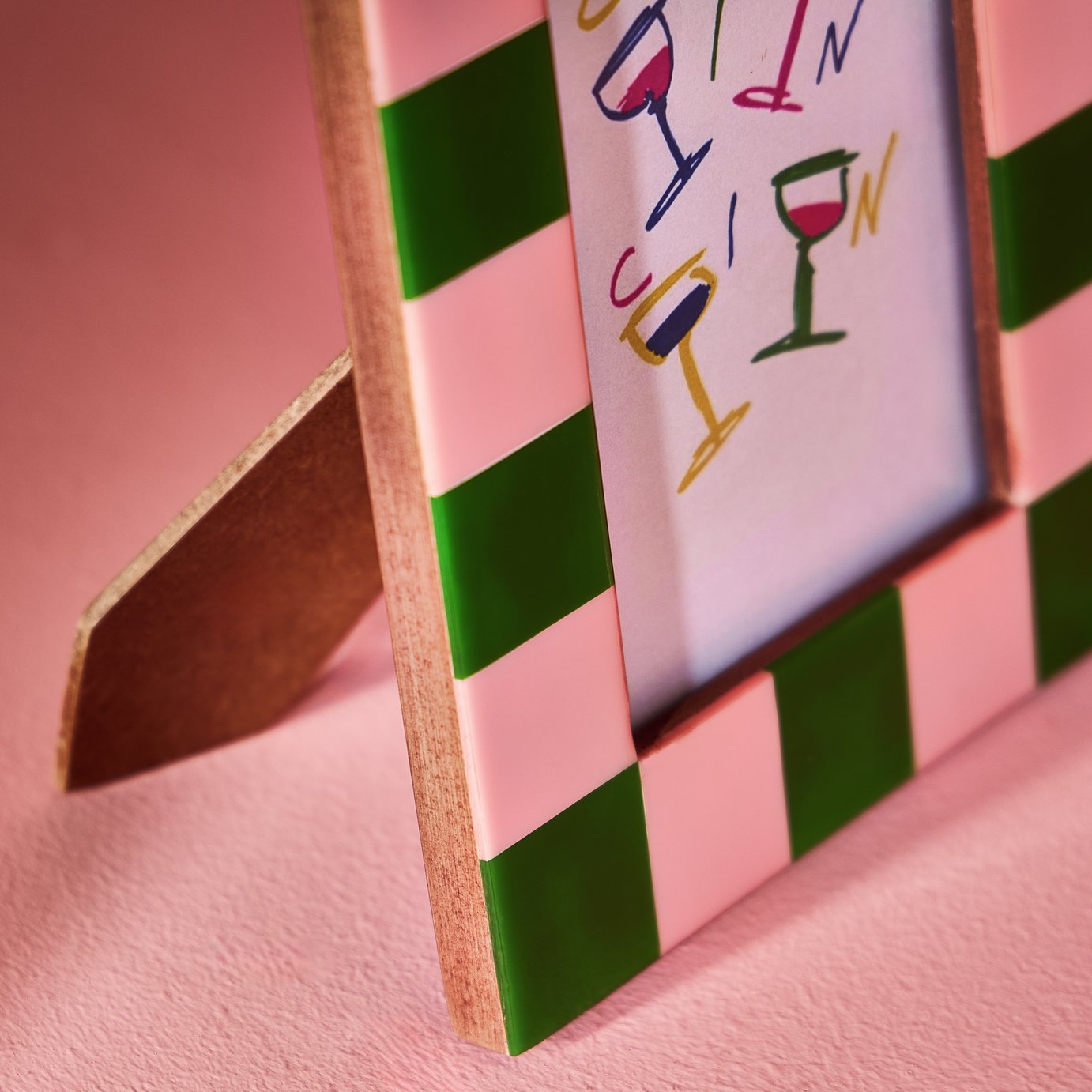 Habitat Brights Checkerboard Pink & Green Resin Picture Frame - 4x6"
