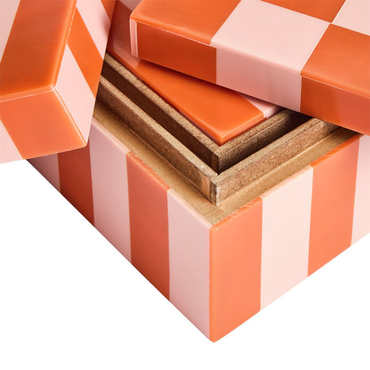 Habitat Brights Checkered Set of 3 Trinket Boxes - Pink & Red